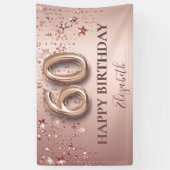 Banderoles 60e anniversaire rose or rose étoiles script ballo (Vertical)