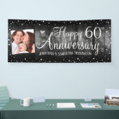 Banderoles 60e Anniversaire Rustic Bois Photo Argent Confetti (Salon professionnel)