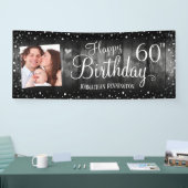 Banderoles 60e anniversaire Rustic Wood Photo Argent Confetti (Salon professionnel)