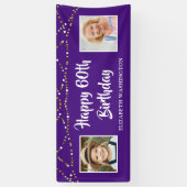 Banderoles 60e anniversaire String lumières Nom photo Purple (Vertical)