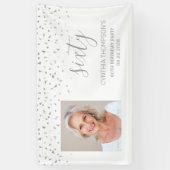Banderoles 60e anniversaire White Silver Confetti Photo (Vertical)