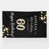Banderoles 60e fête d'anniversaire Black Golden Backdrop (Horizontal)