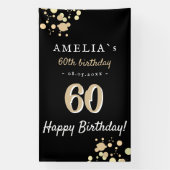 Banderoles 60e fête d'anniversaire Black Golden Backdrop (Verticale)