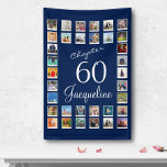 Banderoles 60th Birthday Blue Banner<br><div class="desc">Looking for the perfect way to commemorate your loved one's special milestone birthday? This stylish sixty-year anniversary wall banner is the perfect way to wish them a happy 60th birthday! The eye-catching blue and white design will make a stunning backdrop for your favorite photos, making this wall banner a beautiful...</div>