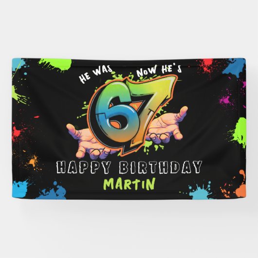 Banderoles 6 7 Meme Graffiti Six Seven Birthday Banner (Horizontal)
