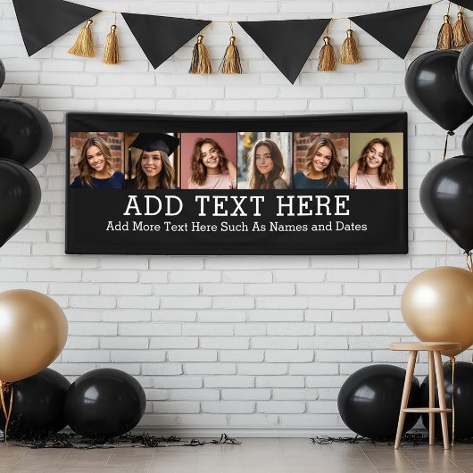 Banderoles 6 Collage photo 2 lignes de texte — CAN Edit Black