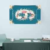 Banderoles 6e anniversaire Turquoise Fleur photo Collage bleu (Salon professionnel)
