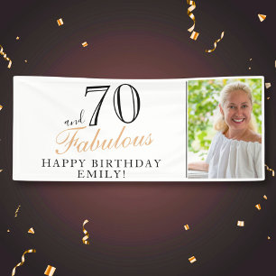 Banderoles 70 ans et Fabuleux Élégant Photo d'anniversaire de
