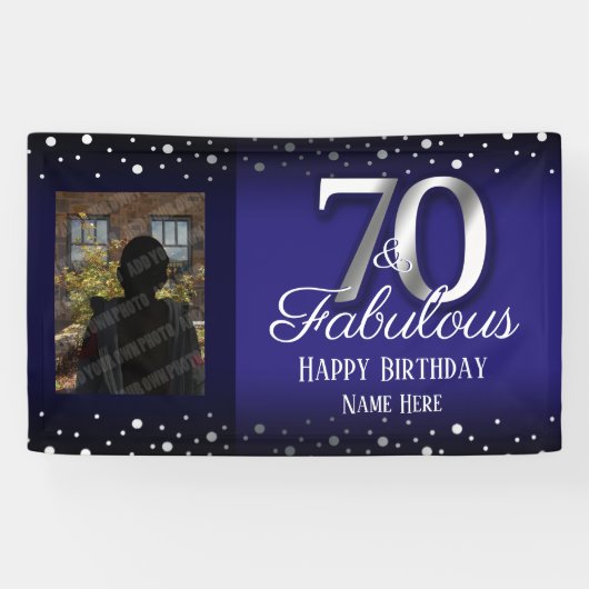 Banderoles 70 et fabuleuse photo Confetti d'anniversaire (Horizontal)
