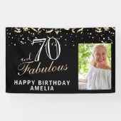 Banderoles 70 et fabuleux Confetti Black 70th Birthday Photo (Horizontal)