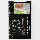 Banderoles 70 et fabuleux Confetti Black 70th Birthday Photo (Vertical)