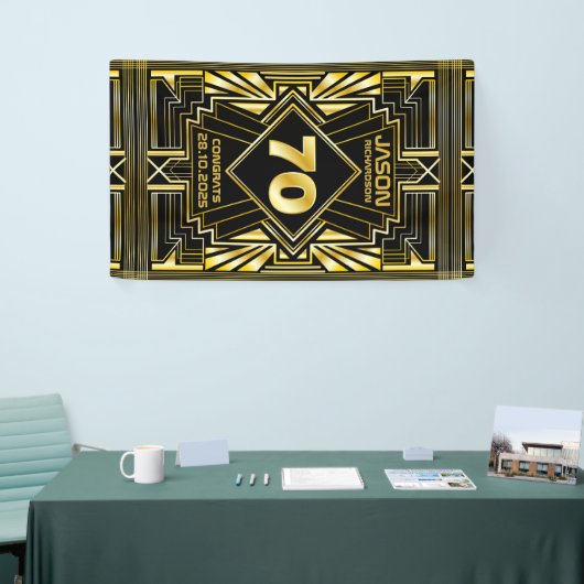 Banderoles 70e anniversaire Art Déco Gold Black Great Gatsby (Salon professionnel)