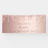Banderoles 70e anniversaire blush rose or drips nom (Horizontal)