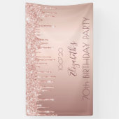 Banderoles 70e anniversaire blush rose or drips nom (Vertical)