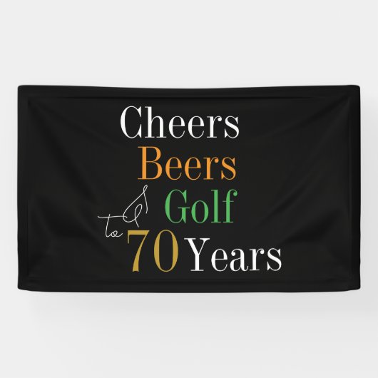 Banderoles 70e anniversaire Cheers Beers Golf Black Gold Part (Horizontal)