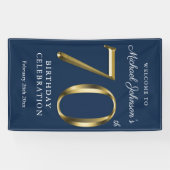 Banderoles 70e anniversaire de la fête Marine Blue Gold Elega (Horizontal)
