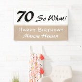 Banderoles 70e anniversaire Drôle disant Fête Beige (En situation)