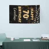 Banderoles 70e anniversaire Gold Balloon Lights Black Birthda (Salon professionnel)