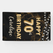 Banderoles 70e anniversaire Gold Balloon Lights Black Birthda (Horizontal)