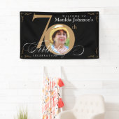 Banderoles 70e anniversaire Gold Black Calligraphy Photo pers (En situation)