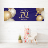 Banderoles 70e Anniversaire Marine Bleu et Ballons d'or (Insitu)