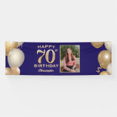 Banderoles 70e Anniversaire Marine Bleu et Ballons d'or (Horizontal)