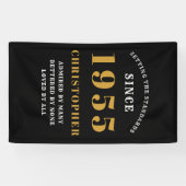 Banderoles 70e Anniversaire Né en 1955 Ajouter un nom Or Noir (Horizontal)