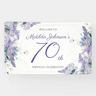 Banderoles 70e anniversaire Purple Wisteria Floral Elegant Pa