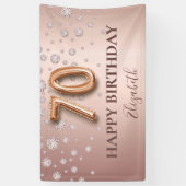 Banderoles 70e anniversaire rose or diamants script de ballon (Vertical)
