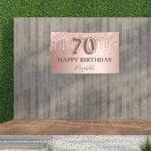 Banderoles 70e anniversaire rose or parties scintillant rose