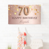 Banderoles 70e anniversaire rose or stars blush script party (En situation)
