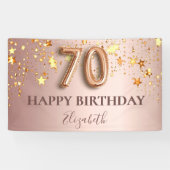 Banderoles 70e anniversaire rose or stars blush script party (Horizontal)