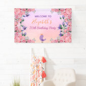 Banderoles 70e anniversaire rose violet fleurons de jardin jo (En situation)