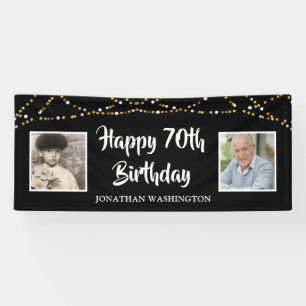 Banderoles 70e anniversaire String lumières photo noir