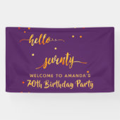 Banderoles 70e anniversaire violet or bonjour 70 nom script (Horizontal)