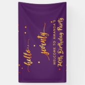 Banderoles 70e anniversaire violet or bonjour 70 nom script (Vertical)
