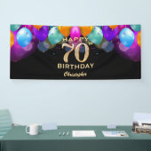 Banderoles 70e fête d'anniversaire Ballons noirs et or (Salon professionnel)
