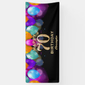 Banderoles 70e fête d'anniversaire Ballons noirs et or (Vertical)