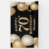 Banderoles 70e fête d'anniversaire Ballons noirs et or (Vertical)
