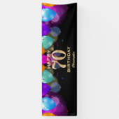 Banderoles 70e fête d'anniversaire Ballons noirs et or (Vertical)
