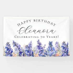 Banderoles 70e Joyeux Anniversaire Bleu Juillet Fleur de nais
