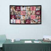 Banderoles 70th Birthday Photo Collage Custom Black Burgundy (Salon professionnel)