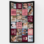 Banderoles 70th Birthday Photo Collage Custom Black Burgundy (Vertical)