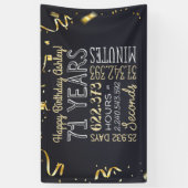 Banderoles 71e anniversaire - 71 ans en heures Noir et or (Vertical)