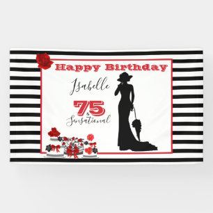Banderoles 75 & SENSATIONAL 75th Birthday Party Banner