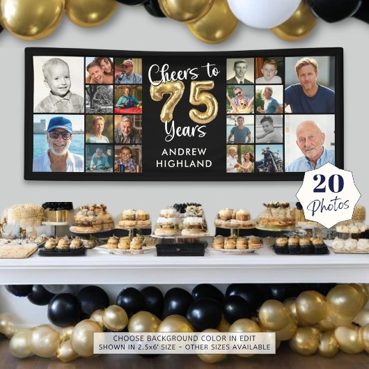 Banderoles 75e anniversaire 20 photo Collage encourage à 75 a