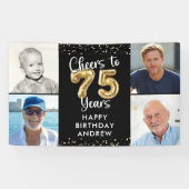 Banderoles 75e anniversaire 4 Photos Bravo à 75ans Confetti (Horizontal)