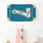 Banderoles 7e anniversaire Fleur Turquoise photo Collage bleu (En situation)