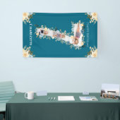 Banderoles 7e anniversaire Fleur Turquoise photo Collage bleu (Salon professionnel)
