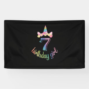 Banderoles 7e Unicorn t-shirt fille anniversaire 7 ans partie